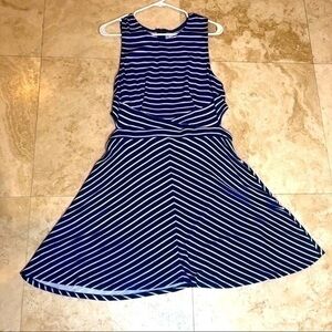 Xhilaration Blue/White Stripe fit/flare dress XL